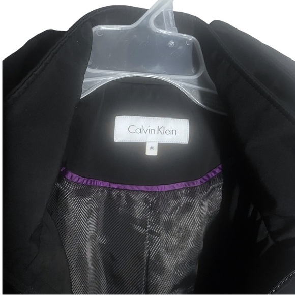 EUC Calvin Klein Long Black Removable Hooded Jacket Size M - Picture 10 of 10